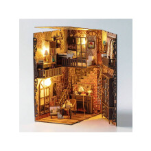 Book Nook Kit for Adults & Teens – 3D Wooden Bookshelf Decor with Sensor Light, DIY Craft Kit, Birthday Gift (Secret Castle), Compatible with