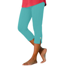 Women's Sky Blue Capri Leggings with Decorative Buttons