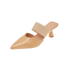 Khaki Women's Heeled Sandals, Closed Toe Pointed Stiletto, Plus Size 42 EU/US 9, Compatible with Outdoor & Indoor