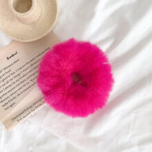 6 Pcs Scrunchies, Pom Pom Hair Ties Faux Rabbit Fur Fuzzy Scrunchies Fluffy Ponytail Holders Hair Accessories for Girls Women