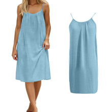 Women's Summer Sleeveless Backless Cami Dress Blue