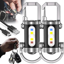 Schlüsselanhänger-Taschenlampe, tragbare, wiederaufladbare, helle Schlüsselanhänger-Taschenlampe mit 7 Modi, wasserdichte Powerbank für Camping,