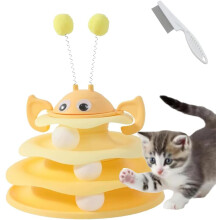 Cat Toy Tower with Rotating Bee and Rolling Balls 3 Levels