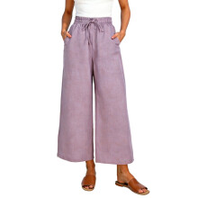 Women's Wide Leg Capri Pants Purple High Waisted Culottes