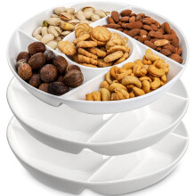 Paquete de 3 bandejas de cerámica para patatas fritas y salsas, bandeja de porcelana de 25 cm con 5 compartimentos – Compatible con fiestas,