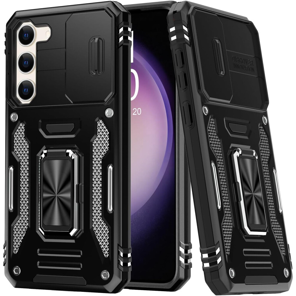 Compatible With Samsung Galaxy S24 Case: Upgraded Sliding Camera Cover, Strong Magnetic Kickstand, Military-Grade Shockproof, 6.1", Black 9165521751174