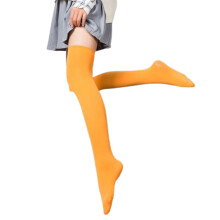 1 Pair Thigh High Stockings Sexy Stretchy Plain Thin Breathable Leg Slimming Velvet Candy Color Women Over Knee Socks for Daily