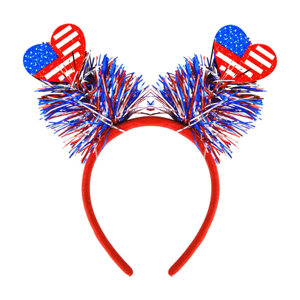 Women's Patriotic 4th July Glitter Headbands with Spinning Star Design - Red, White, Blue Independence Day Hair Accessories & Party Decorations E