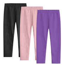 Ensemble de 3 leggings pour petites filles (7-8 ans), en coton, longs et extensibles, doux et confortables.