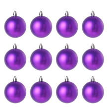 Purple Set Of 12 Christmas Tree Baubles With Electroplated Finish 3Cm For Indoor Holiday Decoration