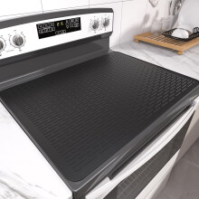 Silicone Stove Top Cover 28"x20", Dish Drying Mat & Heat-Resistant Cooktop Protector for Electric Stove, Black