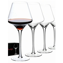 Red Wine Glasses Set of 4, 17.5oz Crystal, Long Stem, Hand Blown – Burgundy Style – Perfect Gift for Wedding, Anniversary, Christmas