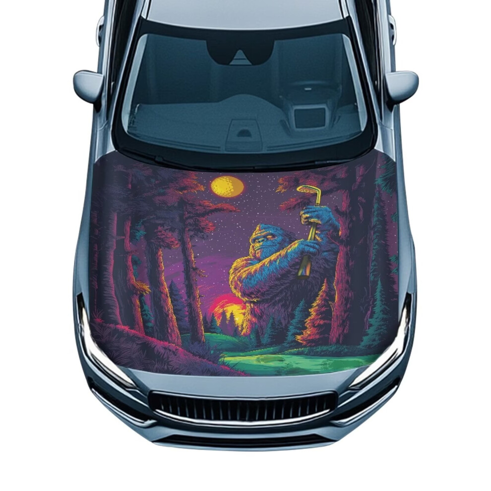 Easy-Install Passion Gorilla Golfer Car Hood Cover Â Washable, Stretch Polyester, Compatible With Most Cars 9165521754304