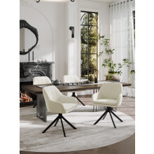 (Ivory, Set of 4) GOEURVANT Swivel Dining Chairs