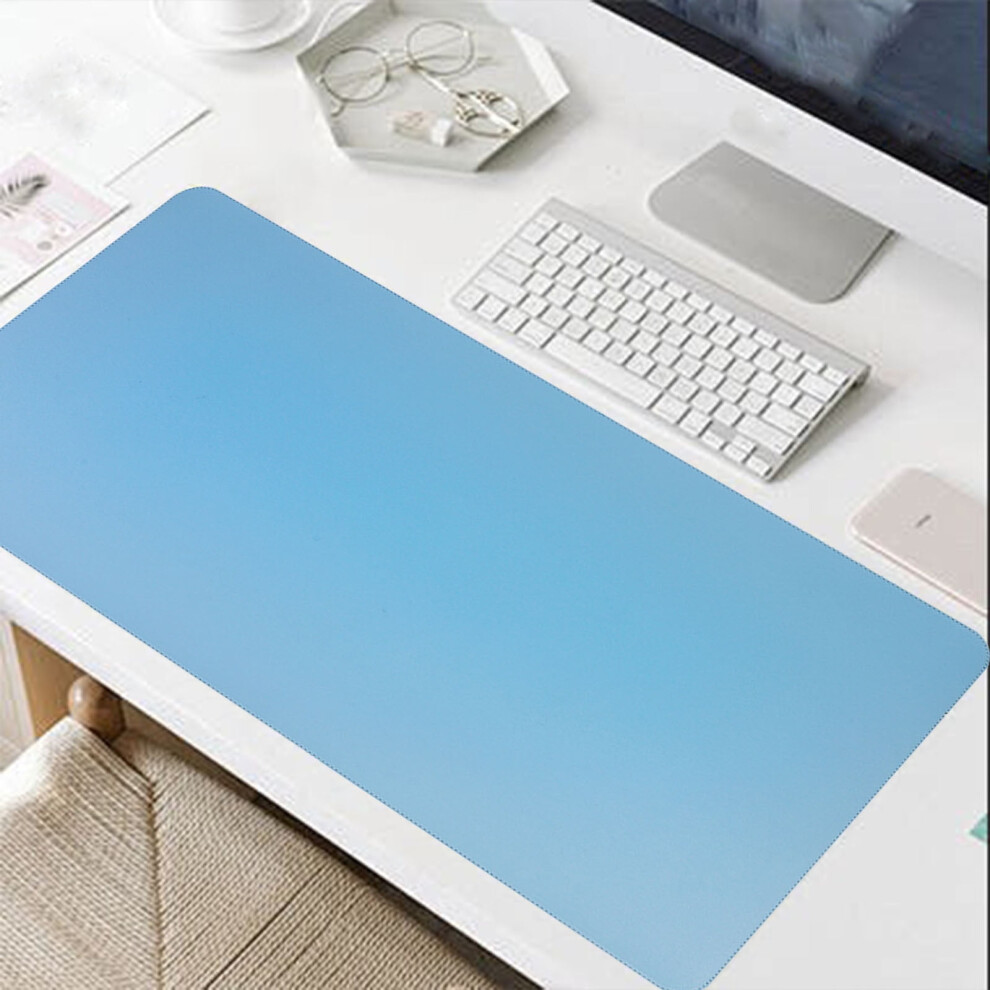 Large Leather Desk Pad With Natural Cork & Pu Leather, Non-Slip, Waterproof, Compatible With Office/Home (11.8X23.62 In) Light/Blue 9170372252817