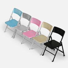 2pcs Realistic Mini Folding Chair Silver PVC Miniature Furniture For Collectors