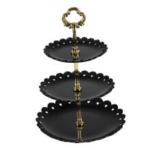 Three Tiers Cake Display Stand Black Plastic for Display