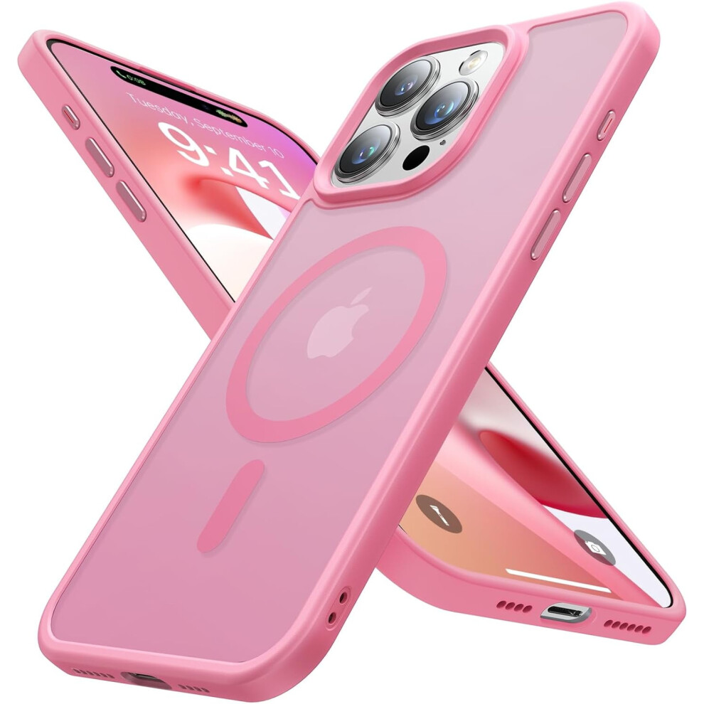 Strong Magnetic Slim Matte Case For Iphone 15 Pro, Compatible With Magsafe, Military-Grade Drop Tested, Shockproof, Pink 9165521754731