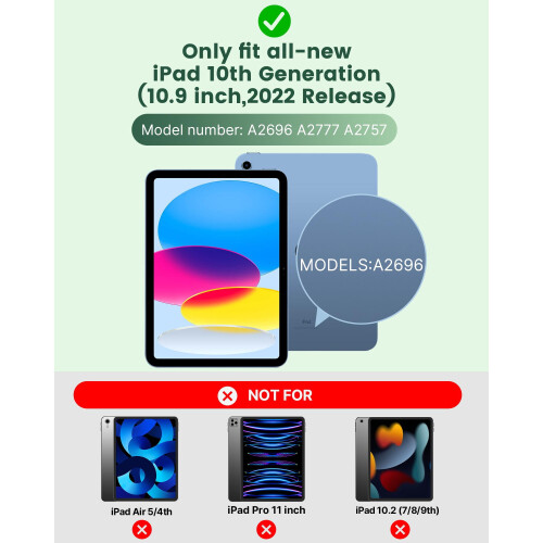 Θήκη πληκτρολογίου για iPad 10ης γενιάς 2022 (10,9") – 7 χρωμάτων με οπίσθιο φωτισμό, 1