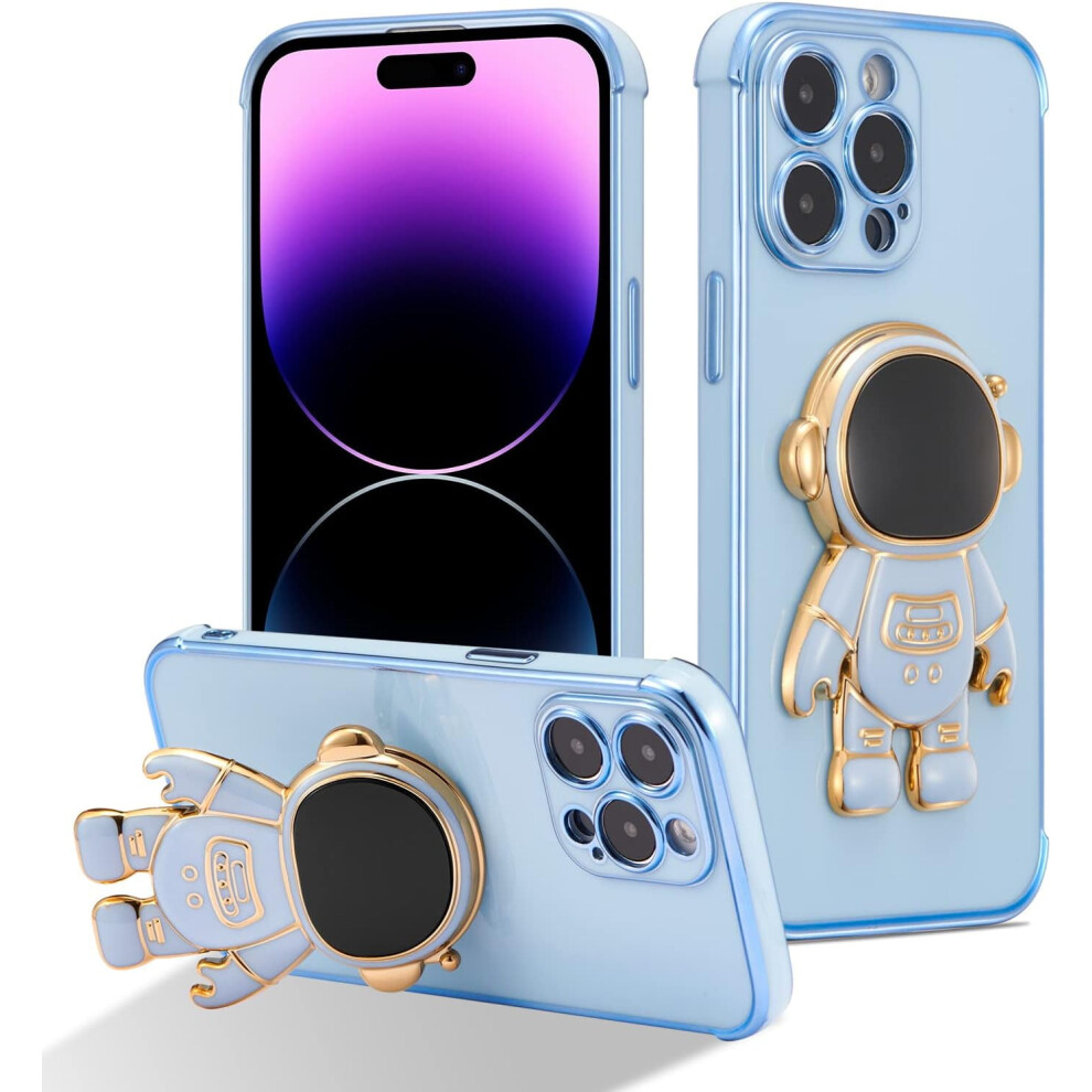 Cute 6D Astronaut Case For Iphone 14 Pro Â Slim, Shockproof, Electroplated, Stand Function, 6.1" Blue 9165521751396