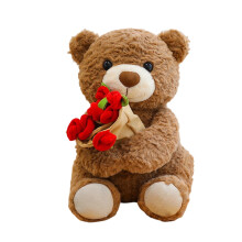 Regalo di San Valentino: orsetto di peluche da 15 cm con rosa rossa, dolce regalo per ragazze e bambini.