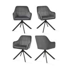 (Dark Grey, Set of 4) Goeurvant Swivel Dining Chairs