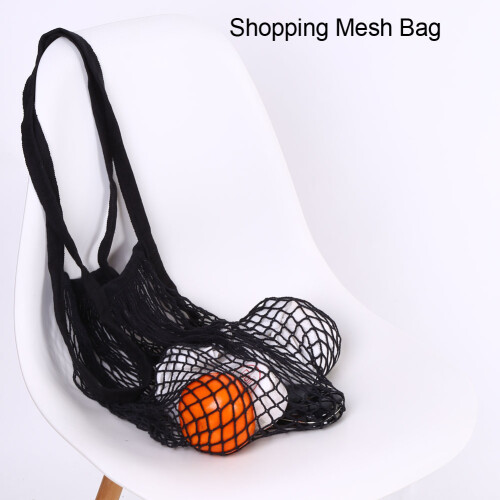 Retro Style Reusable Produce Bag, Black, Durable Cotton String Mesh for Space Saving Grocery Totes 2