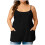 Regata feminina plus size com bolsos, preta e comprida. 1