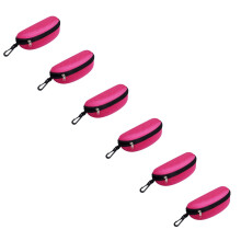 6PC Rose Red Large Glasses Case with Zipper, Portable Travel Storage Box Compatible with Hard Cases, Sunglasses & Eyewear for Men, Women, Kids