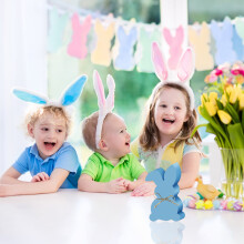 Decoraciones de madera para Pascua 502, diseño de escena de fiesta de madera natural con pintura multicolor, decoración navideña reutilizable para