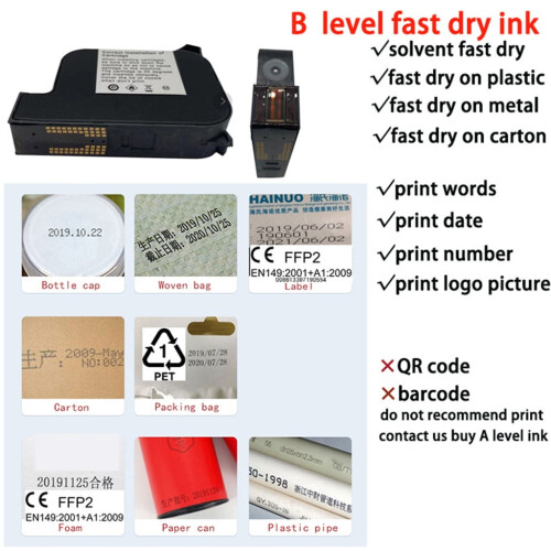 Για εκτυπωτές μελάνης ZK2588Hand Inkjet, κασέτα μελάνης διαλύτη ταχείας ξήρανσης 12,7 mm 1