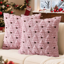 Christmas Pillow Cover 18x18 Inch Embroidered Tree Design
