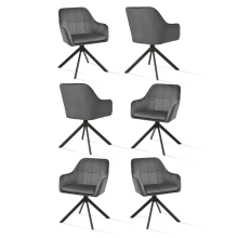 (Dark Grey, Set of 6) GOEURVANT Swivel Dining Chairs - Velvet