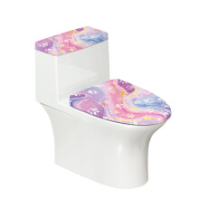 Couvercle de WC ajustable, base élastique extensible, 17 x 21 pouces, motif marbre – Compatible avec les toilettes standard