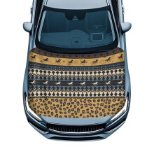 Aztec Leopard Horse Stretch Car Cover – Hood Protector & Outdoor Decor, Compatible with Cars