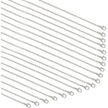 PH 20 Strands Necklace Chain Silver Plated Necklace Chains Bulk Cable Chain Charms for Pendant Necklace Jewelry Making 23.6" for DIY