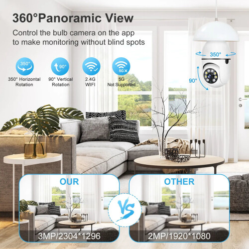E27 Wifi Camera Bulb 3MP with Night Vision 2