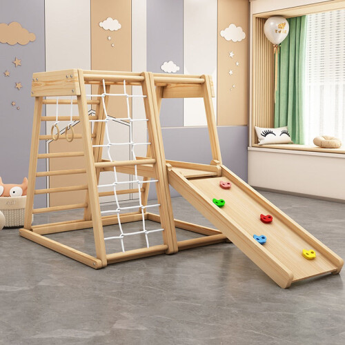 Solid Wood Kids' Climbing and Sliding Playset 2
