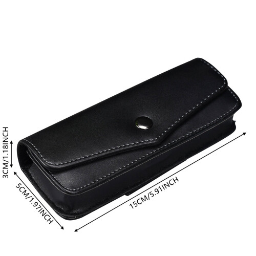 Leather Eyeglass Case for Men Black Non-Fold Spacious 2