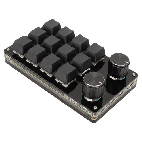 Mechanical Keyboard with2Knobs, Portable RGB Backlit12Keys for Wide Applications (Blue) 1
