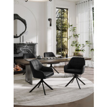 (Black, Set of 4) GOEURVANT Swivel Dining Chairs