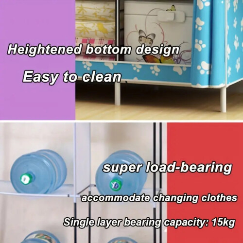 3-Column Floor Standing Cloth Wardrobe | Large Capacity Storage Organizer(Burgundy) 2
