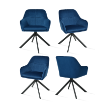 (Prussian Blue, Set of 4) Goeurvant Swivel Dining Chairs