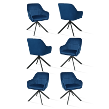 (Prussian Blue, Set of 6) Goeurvant Swivel Dining Chairs