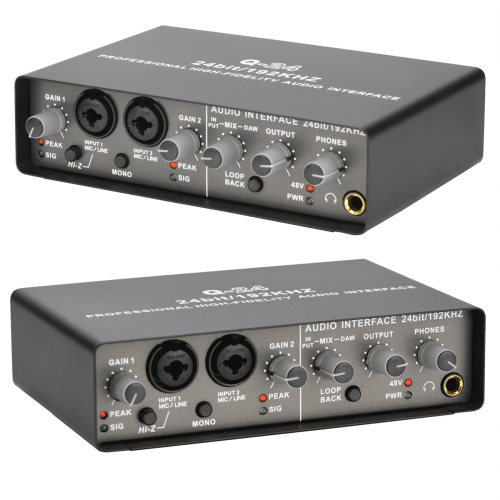 Professional 24Bit 192KHz Audio Interface 2 Input Sound Card for Electric Guitar Loopback External Studio PC Recording 1