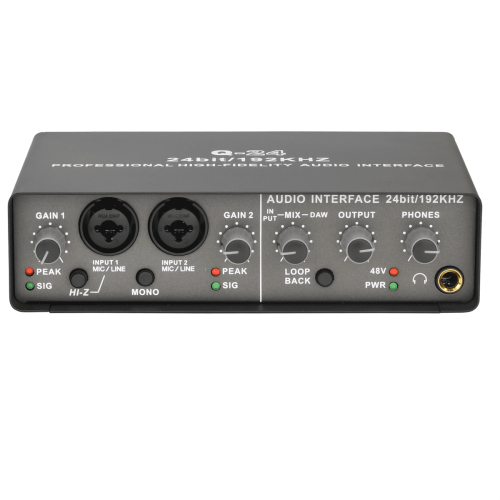 Professional 24Bit 192KHz Audio Interface 2 Input Sound Card for Electric Guitar Loopback External Studio PC Recording 2