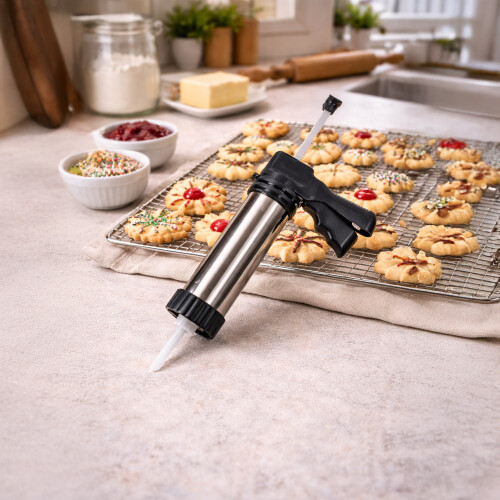 Cookie Press Gun Biscuit Maker 24pc Stainless Steel Icing Decorating Set 2