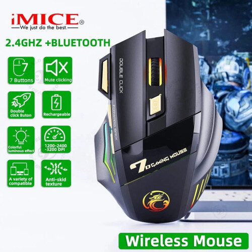 Ασύρματο ποντίκι παιχνιδιών USB IMICE GW-X7 3200DPI Διπλή λειτουργία Επαναφορτιζόμενη 7 2