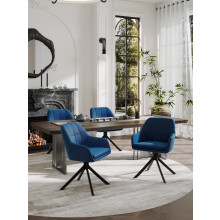 (Prussian Blue, Set of 4) GOEURVANT Swivel Dining Chairs - Velvet