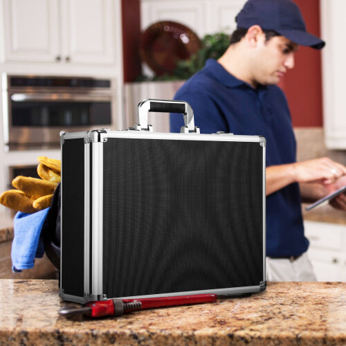 Black Aluminum Tool Storage Case with Password Lock and 1